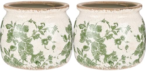 2 Pcs Vintage Planter Ceramic Plants Pot with Drainage Ice Crack Scroll Flower Vase Pot for Indoor Outdoor Plants Home Kitchen Decor Gifts (Vintage Floral,5.9") by Unknown