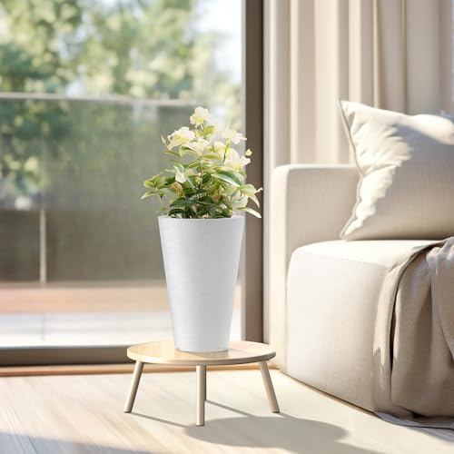 Kante Set of 2 White Plastic Round Planters 15" Tall Home & Outdoor - Image 5