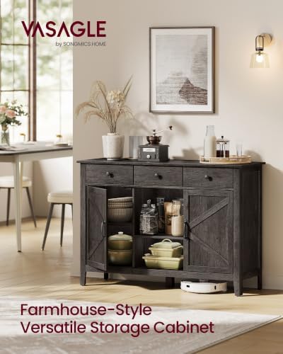 VASAGLE Buffet Cabinet, Coffee Bar with 3 Drawers, Adjustable Shelf - Image 3