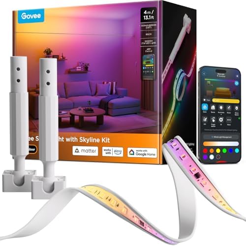 Govee RGBWWIC Strip Light with Skyline Kit 13.1ft, Smart Control, APP, WiFi by Unknown