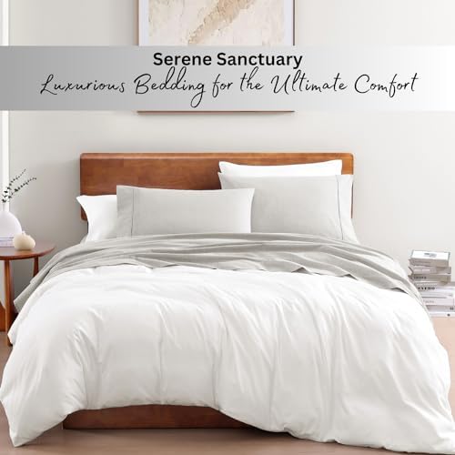 LANE LINEN Full Sheets 100% Organic Cotton 4pc Percale Cooling - Snowdrop - Image 7