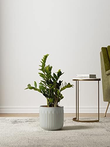 LE TAUCI Ceramic Pots for Plants, 8.3/7/6 Inch Indoor Planters with Drainage Holes & Mesh, Modern Glossy Glaze Cylinder Fluted Plant Pot for Snake Plant, Set of 3, Mist Gray - Image 4