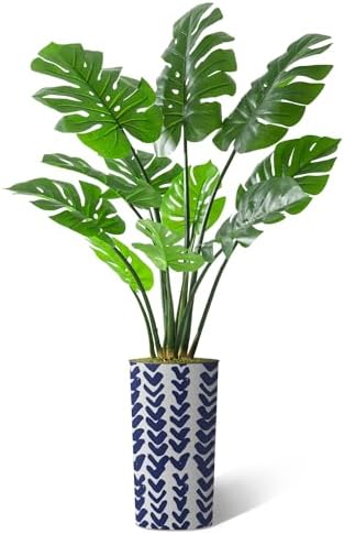 Artificial Tree in Modern Pattern Planter, Fake Monstera Silk Tree for Indoor and Outdoor Home Decoration - 65" Overall Tall (Plant Pot Plus Tree) by SIGNWIN
