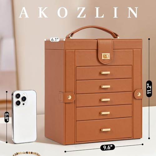 AKOZLIN 6-Tier Jewelry Box Organizer 5 Drawers Storage Medium Orange - Image 2