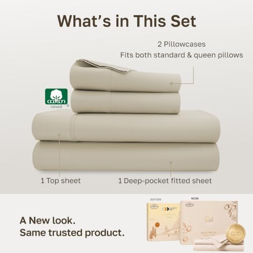 California Design Den Soft 100% Cotton Sateen Queen Bedsheets, 4 Pc Set - Image 3