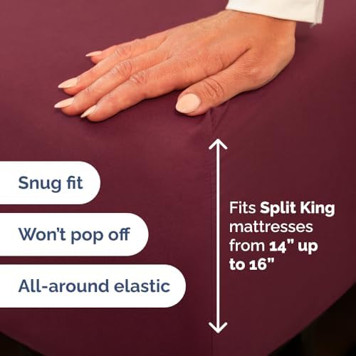 Flex Top Split Head King 4 Piece Sheet Set - Soft & Breathable - Burgundy - Image 5