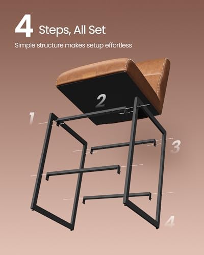 VASAGLE Bar Stools Set of 2, Counter Height Chairs with Backs, 26.4-Inch - Image 6