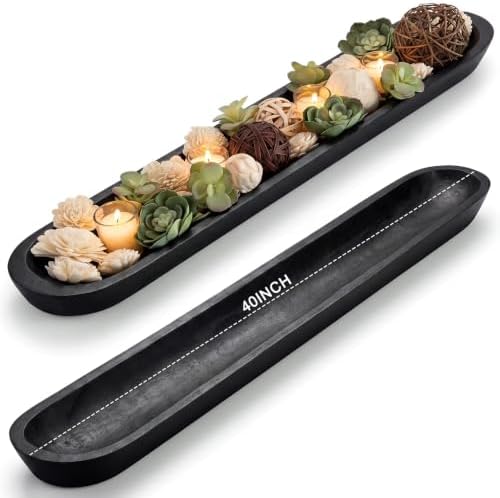 Sawysine 40 Inch Wooden Dough Bowl Decoration Long Bread, Black by Sawysine