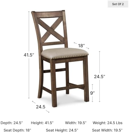 Signature Design by Ashley Rustic Counter Height Bar Stool, Set of 2, Beige - Image 3