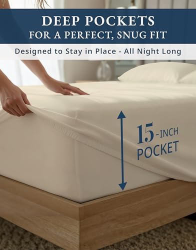 LANE LINEN Boys Twin Sheets 1000 Thread Count 100% Egyptian Cotton - Ivory - Image 6