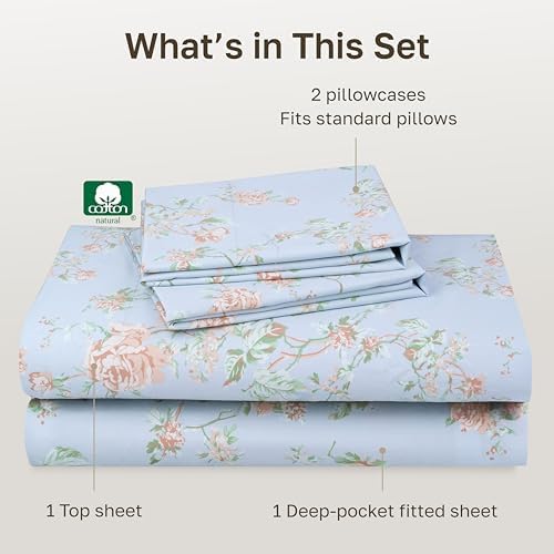 California Design Den Soft 100% Cotton Sateen Queen Size Bedsheets,4 Pc Set - Image 4