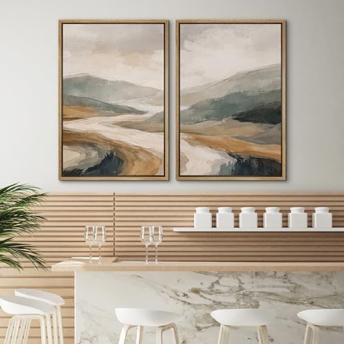 SIGNWIN Framed Wall Art Print Set Neutral Abstract Landscape Mountain Valley Photography Modern Art Rustic Relax/Calm Multicolor for Living Room, Bedroom, Office - 24"" x36 x2 NATURAL - Image 4