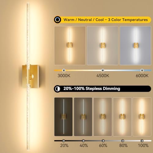 Battery Operated Wall Sconces Set of 2, Remote, 10000mAh, Gold, Bubble - Image 2