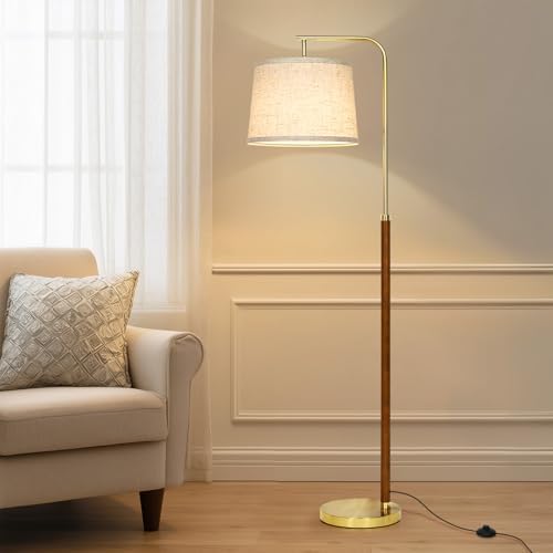CINKEDA Wood Arc Floor Lamp,63" Tall Mid Century Modern Standing Lamp with Foot Switch & 3 Color Temperatures,Vintage Floor Lamps for Living Room Bedroom Office Reading Corner (Bulb Included),Walnut-B - Image 6