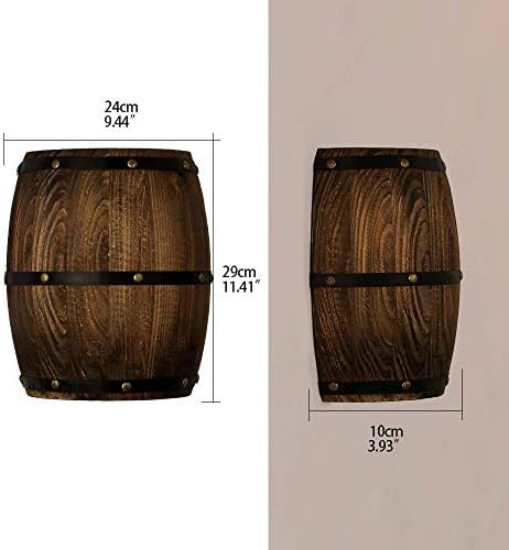 Antique 2 Pack Wood Wine Barrel Wall Sconce Light Fixture - Image 6