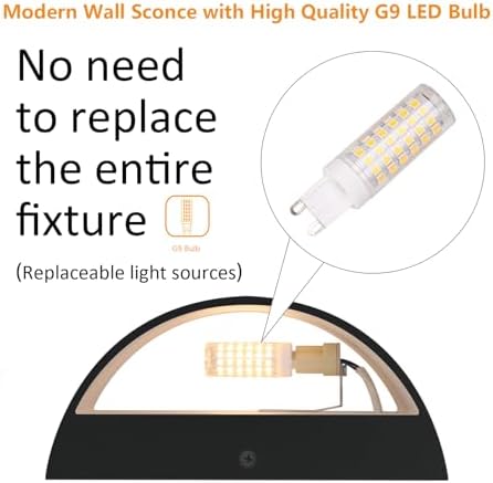 Aipsun 4 Pack Black Modern LED Wall Sconce Hardwired Indoor Wall Lights Up and Down Wall Mount Light for Living Room Bedroom Hallway Corridor Conservatory Warm White 3000K(with G9 Bulbs) - Image 3
