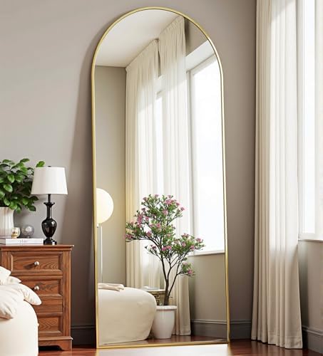 Dewfig Arched Full Length Mirror, 58"X18" Large Full Body Mirror, Gold by YourSpacePerfectlyReflected