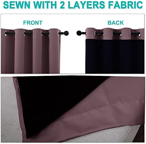 NICETOWN Dry Rose Blackout Curtains 84 inches Long, Full Light Blocking Drapes with Black Liner for Nursery, Thermal Insulated Draperies for Hall, Villa (2 Pieces, 42" Wide Each Panel, Dry Rose) - Image 5