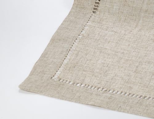 Fennco Styles Toscana Contemporary Hemstitched Linen Blend 16 x 72 Inch Table Runner for Dinner Table, Picnic Table, Parties, Wedding Decorations, Natural - Image 5
