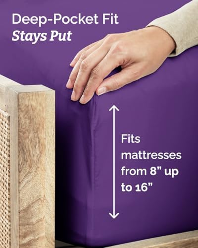 Full XL Sheets - 4 Piece Full XL Sheet Set - Breathable & Cooling - Purple - Image 4