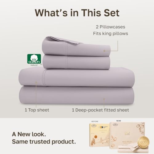 California Design Den Soft 100% Cotton Sateen King Sized Sheets Set, 4 Pc - Image 3