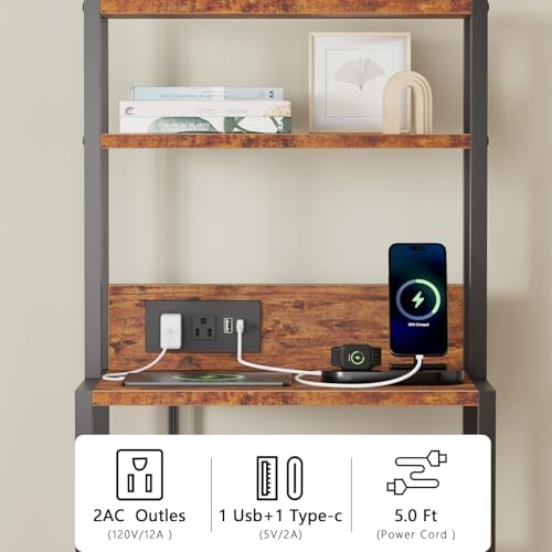 Furnulem Nightstands Set of 2 with Charger Station, 39.4"Tall Bedside Table - Image 7