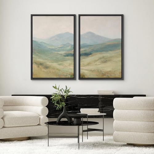 SIGNWIN Framed Wall Art Print Set Soft Pastel Mountain Landscape Serene Photography Modern Art Rustic Relax/Calm Multicolor for Living Room, Bedroom, Office - 16"" x24 x2 BLACK - Image 2