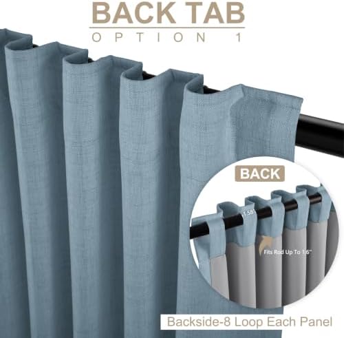 Linen Textured Total Blackout Curtains for Bedroom 72 Inches Long, Blue - Image 3