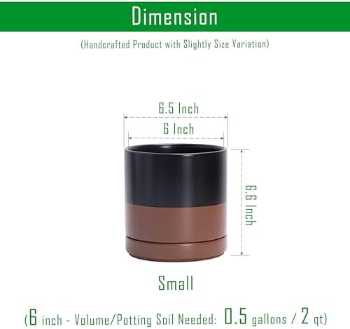 D'vine Dev 6.5 Inch Ceramic Planter Pot, Black/Tan, 94-O-C-7 - Image 3