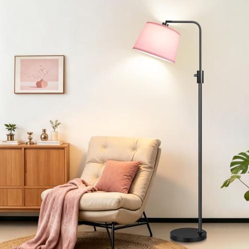 【Upgraded】 Dimmable Floor Lamp, 1000 Lumens LED Edison Bulb Included, Arc Black Floor Lamps for Living Room Modern Standing Lamp with Pink Shade, Tall Lamps for Living Room Bedroom Office Dining Room - Image 6