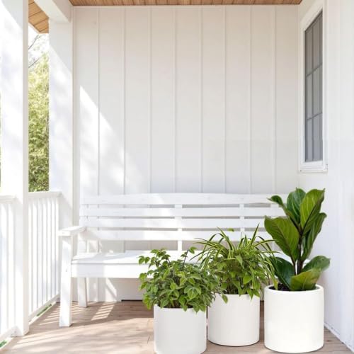 Fox & Fern Large Planter for Indoor or Outdoor, White Matte, 8/10/11.8 Inch - Image 5