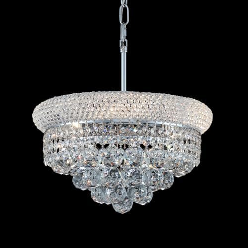 Chrome Crystal Chandeliers for Dining Room，4-Lights D15 Inch by Gifarich
