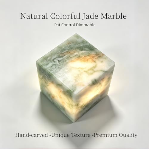 Marble Lamp Luxury Stone Table Lamp Type-C Rechargeable Touch Night Light Small Bedside Lamp Cordless Ambient Light for Home Decor, Bedroom, Living Room & Office (Colorful Jade) - Image 3