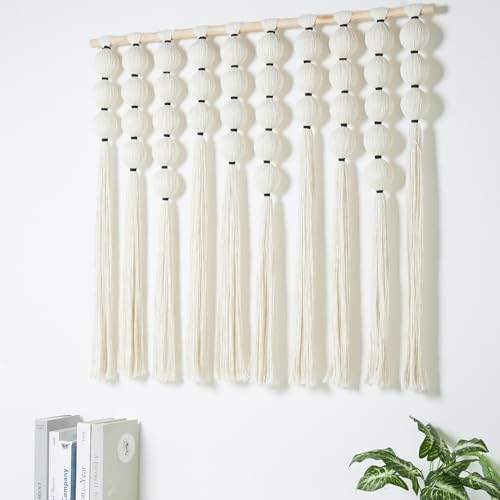 Large Macrame Wall Hanging, Boho Ball Tapestry Cotton Art Decor, 39” x 38" by RUIZHIXUAN