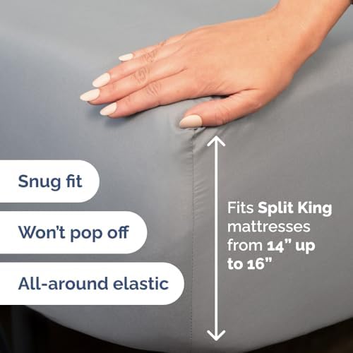 Flex Top Split Head King 4 Piece Sheet Set - Soft & Breathable - Steel Blue - Image 4