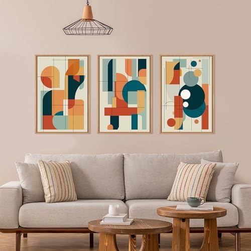FWIEXA Mid Century Modern Wall Art Set Framed, Modern Canvas Art Wall Decor, Large Abstract Wall Painting, 3 Piece 16x24 Inches Artwork for Living Room, Bedroom, Office - Image 2