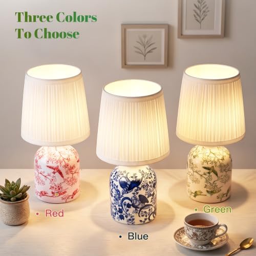 ShineTech Rechargeable Cordless Small Ceramic Table Lamps Set of 2, Green - Image 3