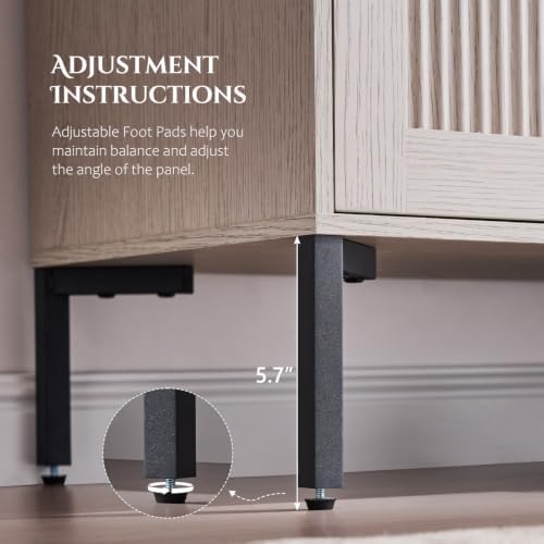 IFBUY 123.5" W Mid Century Modern TV Stands for Living Room, Light Grey - Image 7