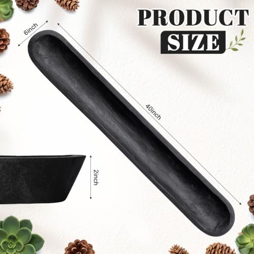 Sawysine 40 Inch Wooden Dough Bowl Decoration Long Bread, Black - Image 2