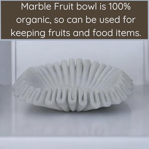 Marble Ruffle Bowl Handcrafted Decorative ScallopBowls - Antique Catchall Jewelry Dish Fruit Organizer for Home & Kitchen (8 inches) - Image 7