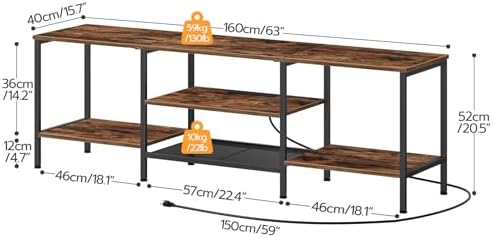 HOOBRO TV Stand with Power Outlets to 75 Inches, TV Console Table with Open Storage Shelves Cabinet, Industrial Media Entertainment Center for Living Room Bedroom, Rustic Brown and Black BF60DS01 - Image 2