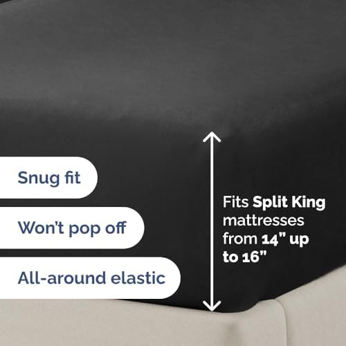 Flex Top Split Head King 4 Piece Sheet Set - Ultra-Soft, Breathable - Black - Image 5