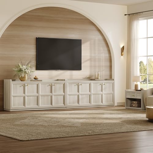 SICOTAS 61.7" Buffet Sideboard Cabinet Living Room, 2 PCS Grey White Oak - Image 3