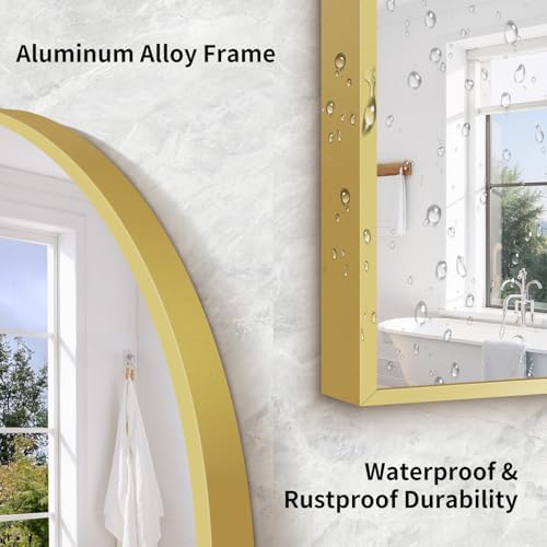 71"x30" Arched Full Length Mirror, Large Floor Mirror with Aluminum Alloy Frame Standing Hanging or Leaning Wall-Mounted Mirror, Vanity Mirror for Living Room and Bedroom,Gold - Image 4