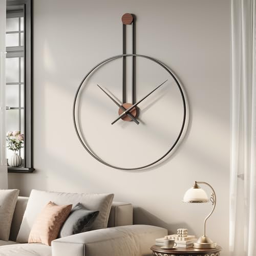 Cuspin 30 Inch Large Wall Clock, Modern Black Metal Clocks for Living Room by Cuspin