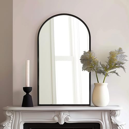 Dewfig Arched Wall Mirror, 42"x24" Bathroom Mirrors for Wall, Black - Image 2
