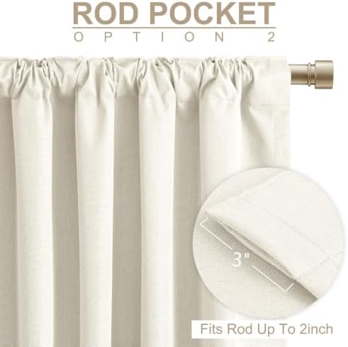Beige White Total Blackout Curtains for Bedroom 72 Inches Long - Image 4