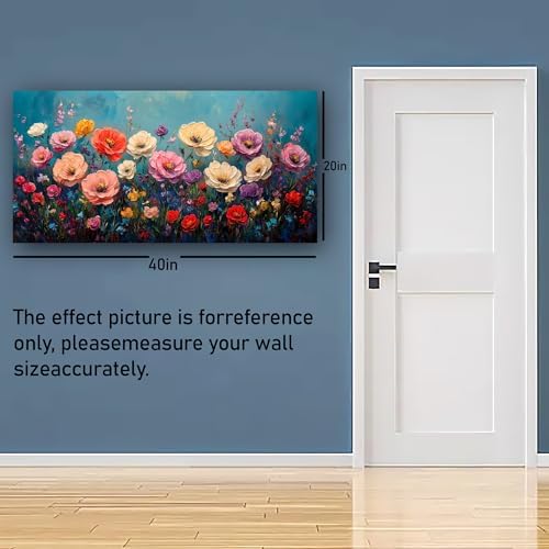 Vibrant Multicolor Flower Picture Print Canvas Wall Art Living Room Dining Room Office Study Bedroom Wall Decor Wall Art Prints Modern Style Artwork Waterproof Ready to Hang - 20x40 Inch - Image 2