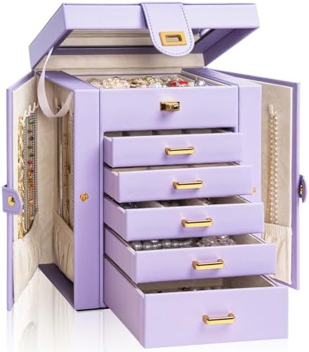 AKOZLIN 6-Tier Jewelry Box Organizer 5 Drawers Storage Purple Regular by AKOZLIN