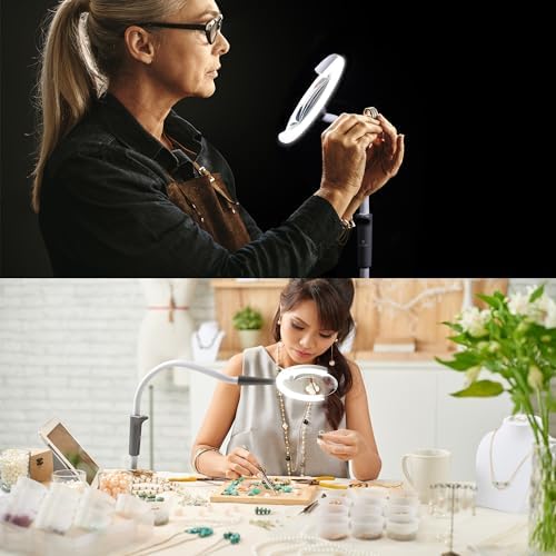 Daylight Company - Magnificent Pro - Magnifying lamp, Bright 6,000K Daylight LEDs, CRI 95+, 3 in 1 Lamp, 1.75X semi-Rimless Lens, Lumens: 600, White - Image 4
